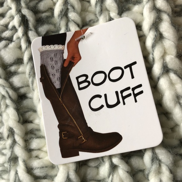 Cable knit chunky boot cuff gray and white - Picture 4 of 4